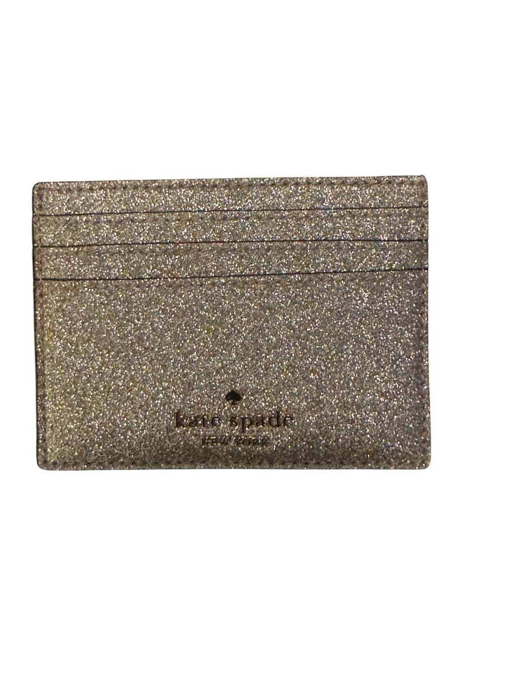 kate spade Glitter Card Holder in Champagne Gold